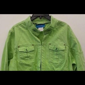 Perfect By Carson Kressley Denim Lime Green Jacket L